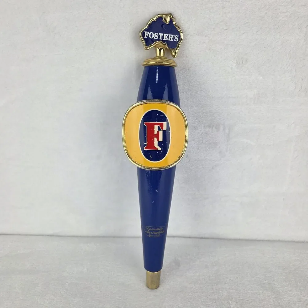 Foster's Lager Beer Tap Handle Blue Gold Draft Beer Knob Bar Man Cave Decor